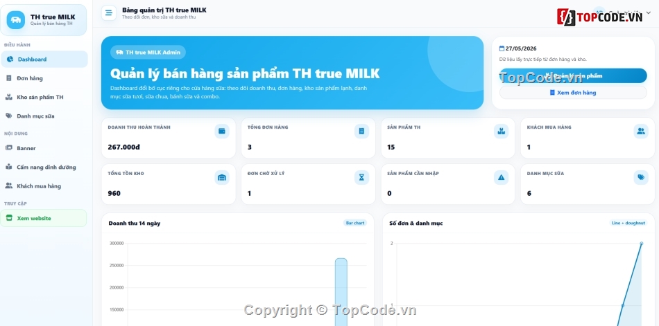Website bán hàng sản phẩm,th,sữa th